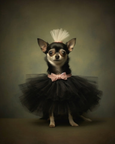 Black Chihuahua in Tutu - Art Print