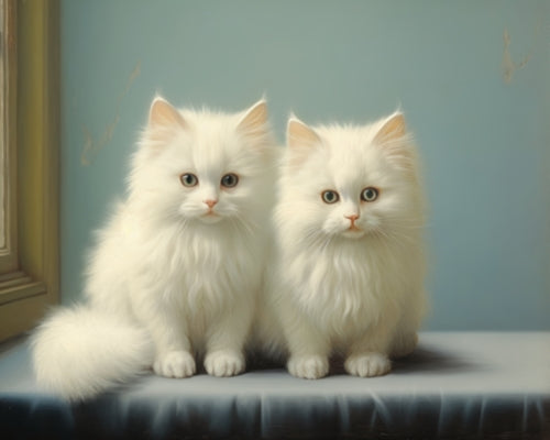 Two White Kittens - Art Print