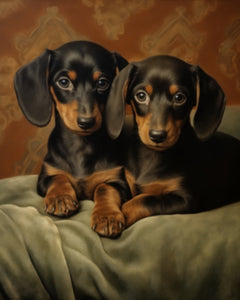 Two Dachshund puppies - Art Print