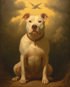White Pit Bull terrier- Art Print