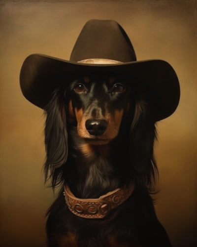 Cowboy Dachshund Dog - Art Print