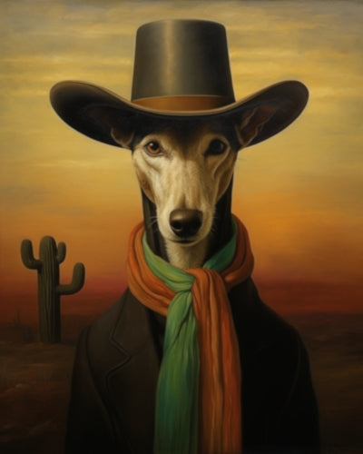 Cowboy Greyhound Dog - Art Print