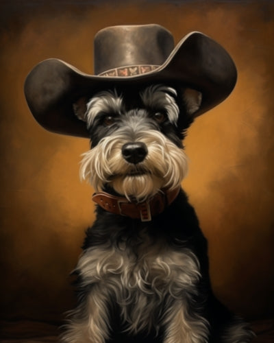 Cowboy Schnauzer Dog - Art Print