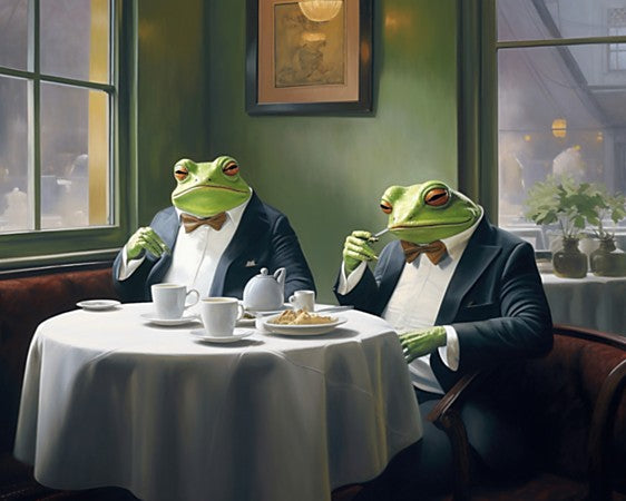 Frogs afternoon tea - Art Print
