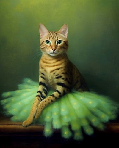 Cat in a green tutu - Art Print