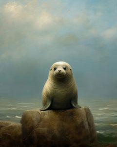 Baby Seal on Rock - Art Print