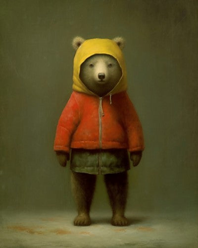 Bear in a hoodie- Art Print