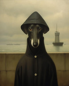 Greyhound by the sea- Art Print