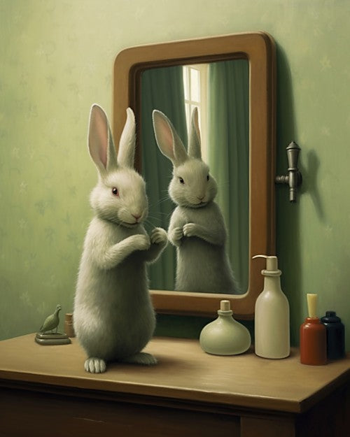 Bunny in the Mirror- Art Print