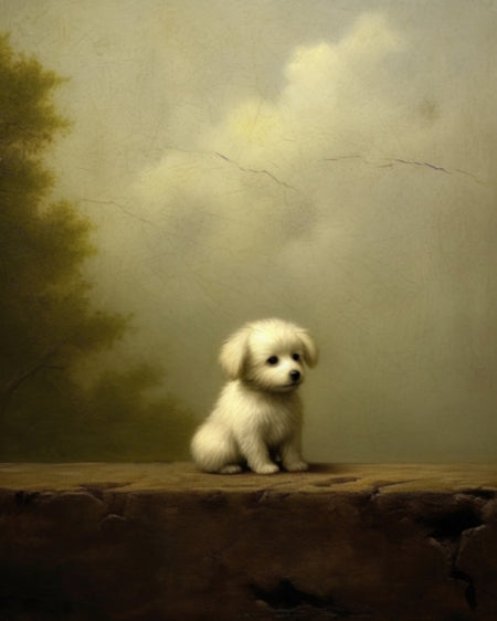 White Puppy - Art Print