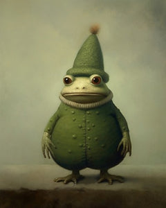 Frog in winter clothes  - Art Print