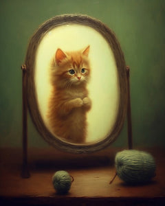Ginger Cat in Mirror - Art Print