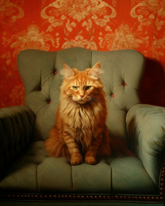 Maine Coon Cat on Armchair - Art Print