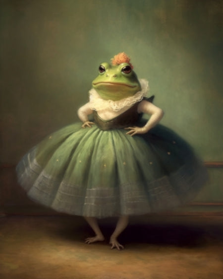 Frog in Green Dress- Art Print