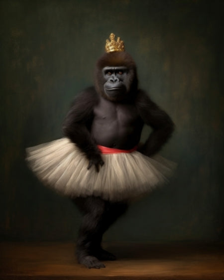 Crowned Gorilla in Tutu - Art Print