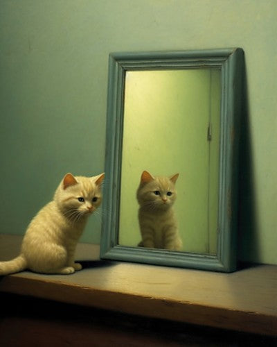 Kitten in the mirror - Art Print