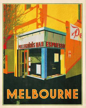 Pellegrini Cafe, Bourke St., Melbourne Art Print