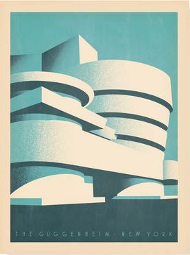 Guggenheim Museum, Frank Lloyd Wright Art Print (Blue)